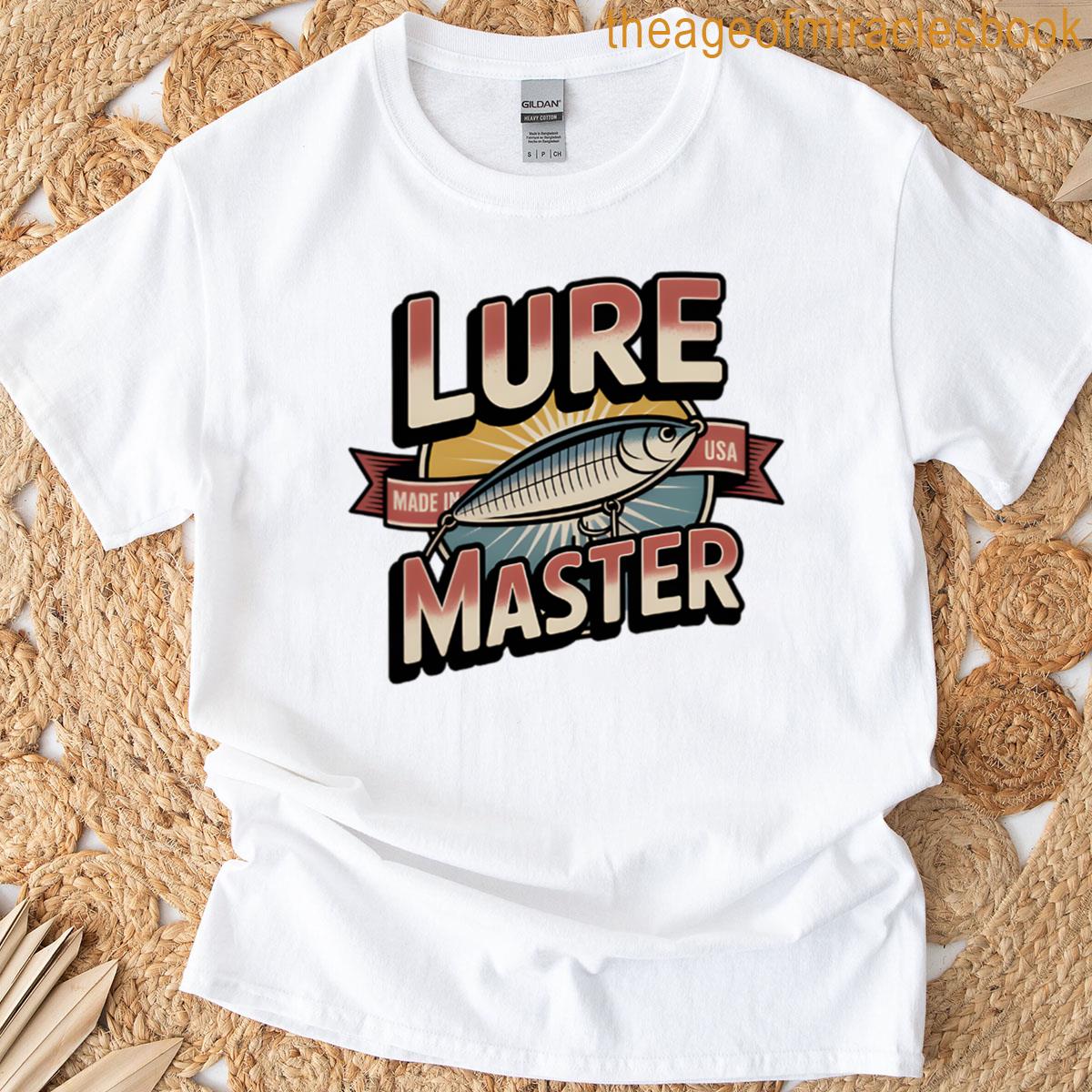 Lure Master Faded Vintage Fishing Sticker With Retro Lure T-shirt