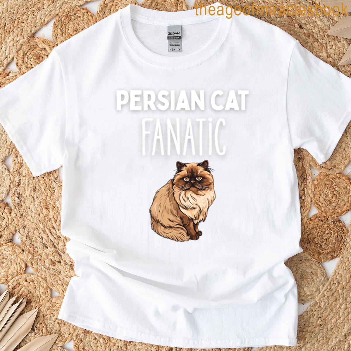 Persian Cat Fanatic Cute Cartoon Design For Fluffy Cat Lovers T-shirt