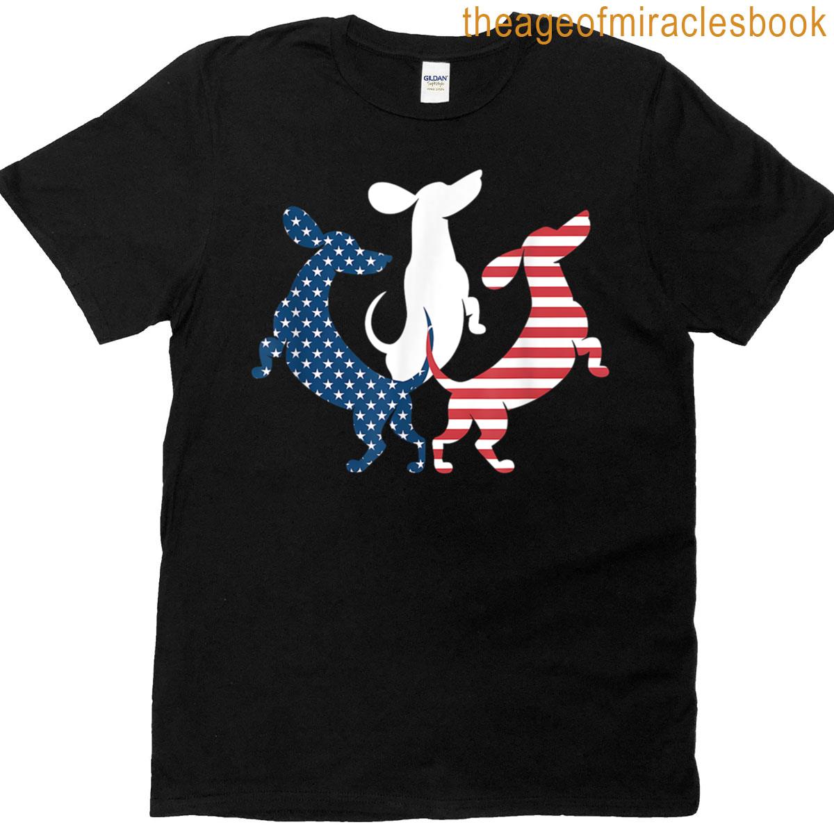 Dachshund Dog 4th Of July American Patriotic Usa Flag Men Women Kids T-shirt
