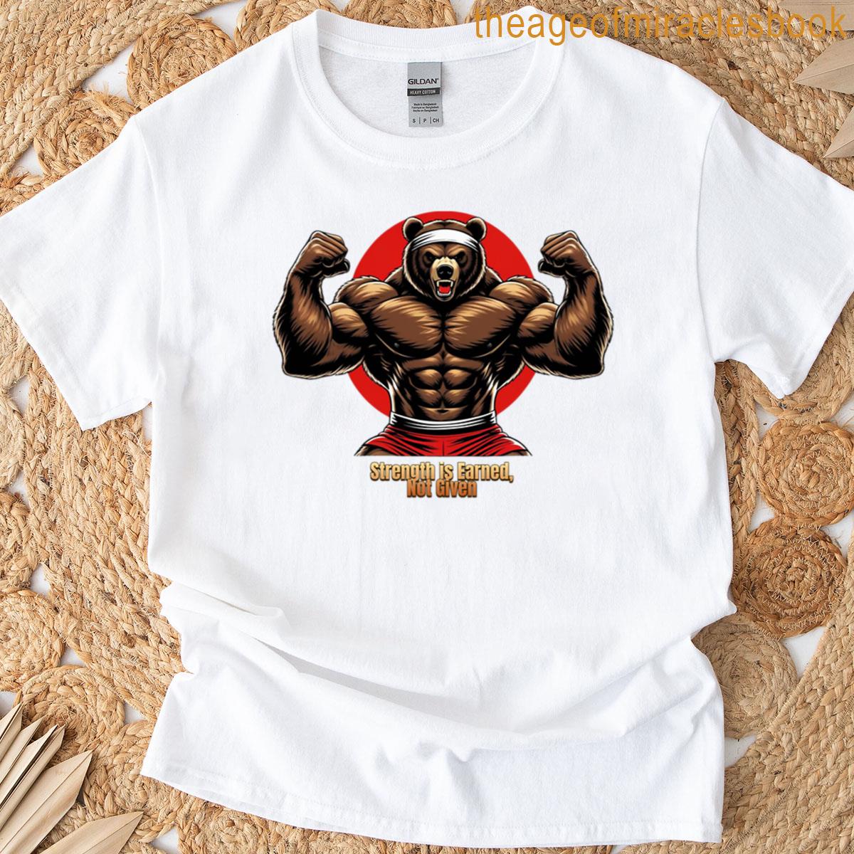 Motivational Muscle Bear With Inner Strength Quote T-shirt