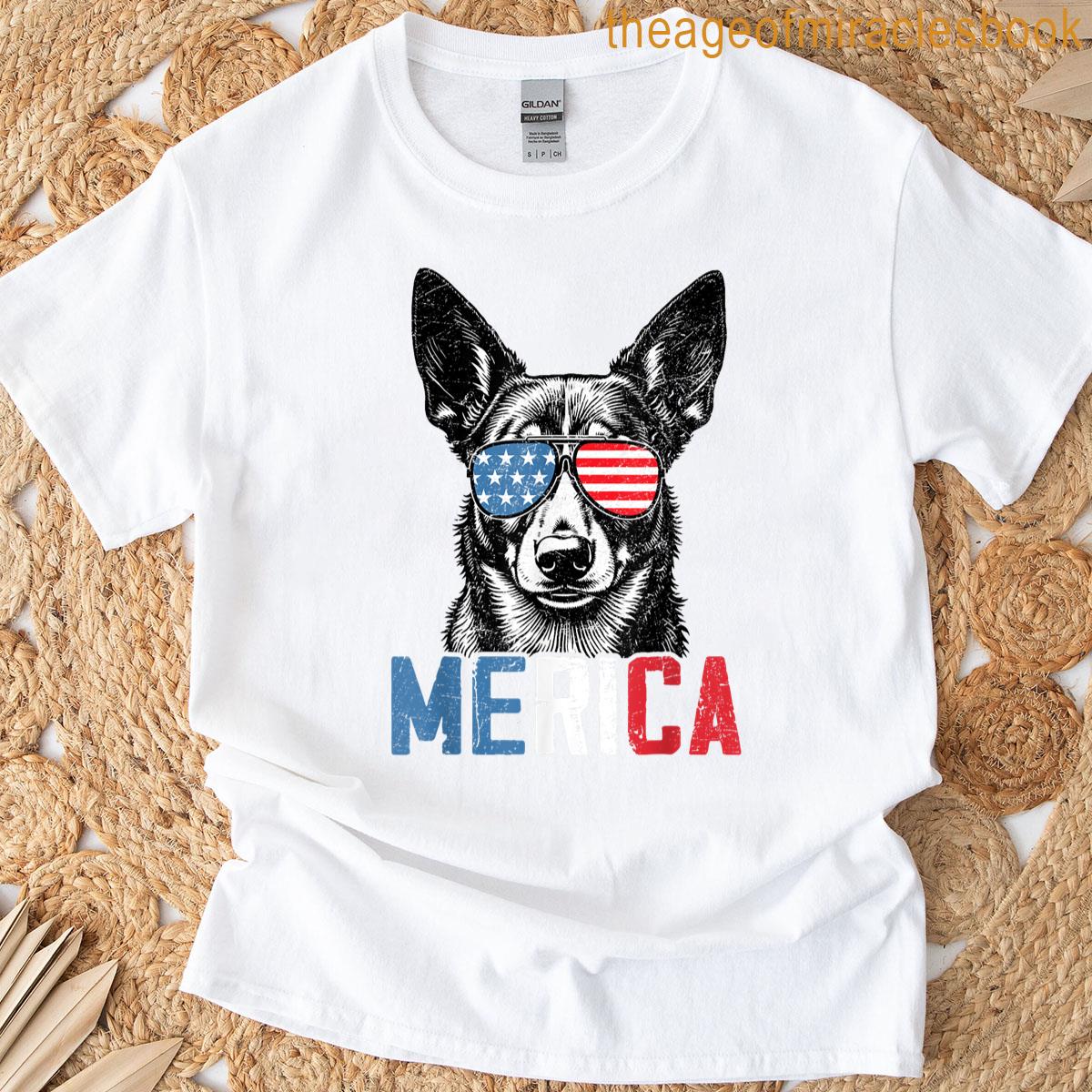 Patriotic Australian Cattle Dog Merica 4th Of July Funny For Men Women Kids T-shirt