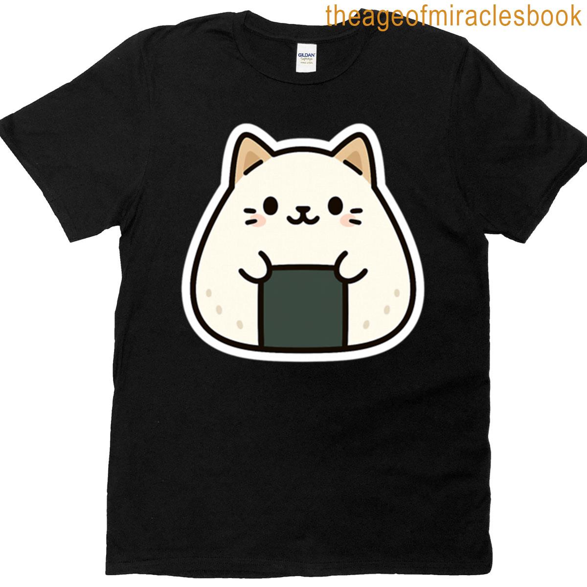 Purrigiri Kawaii Onigiri Cat Rice Ball Sticker T-shirt