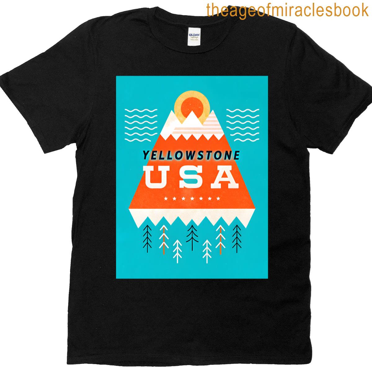Vintage Yellowstone National Park Usa Poster Style T-shirt