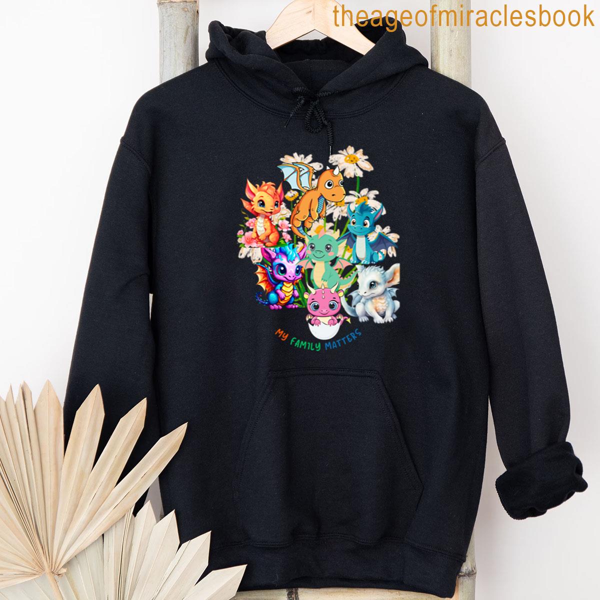 Alternative view of 7 Beautiful Cute Cuddly Colored Playful Baby Dragons Quote My Family Matters Young Dragon Family Han T-shirt
