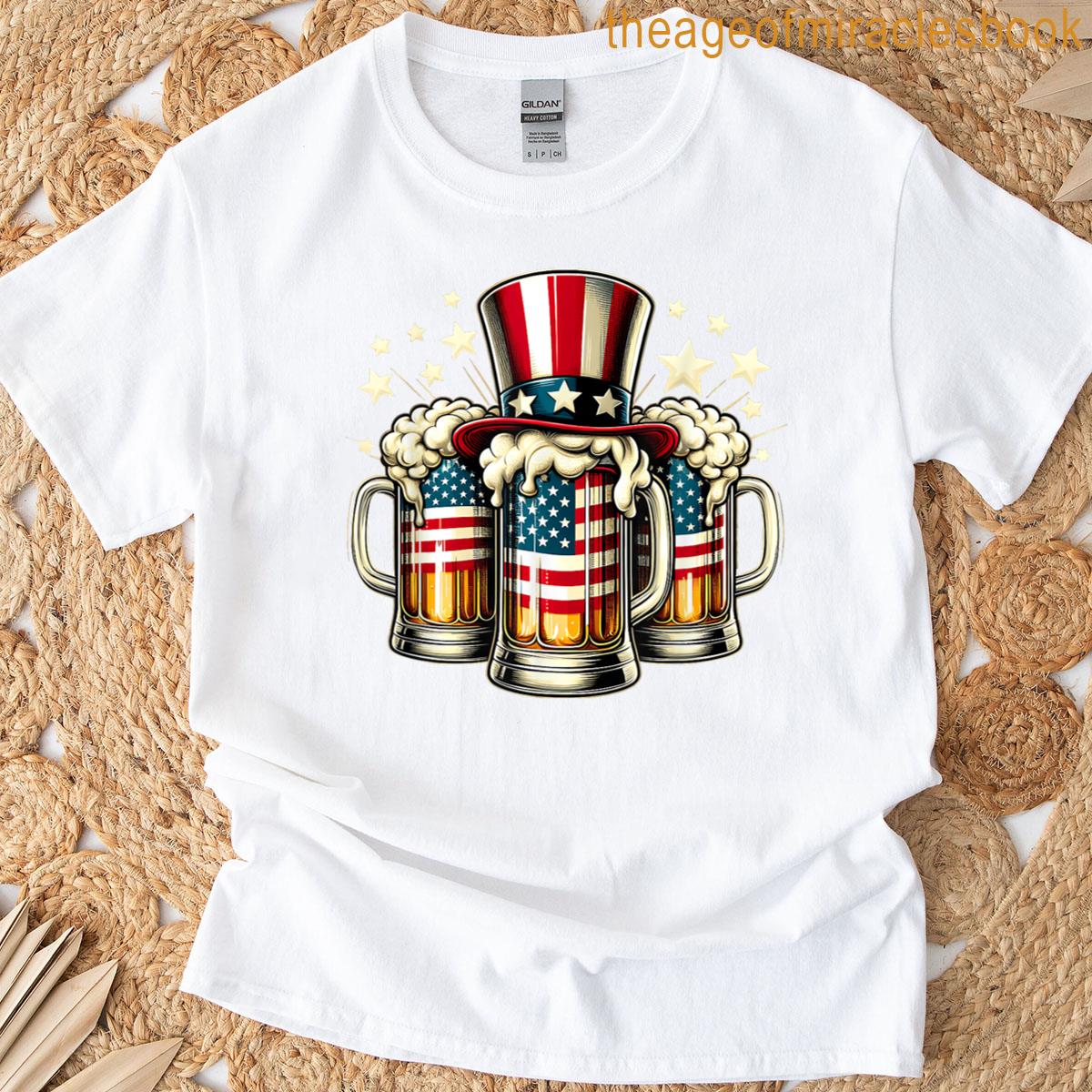 Beer American Flag Usa Party Drinking 4th Of July Fourth T-shirt