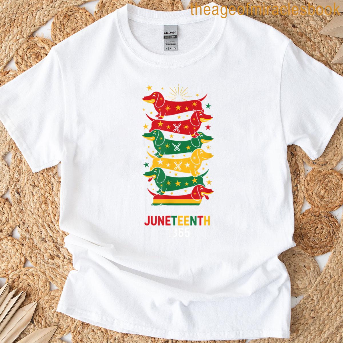 Funny Dachshund Pan African Flag Juneteenth Kids Mens Womens T-shirt