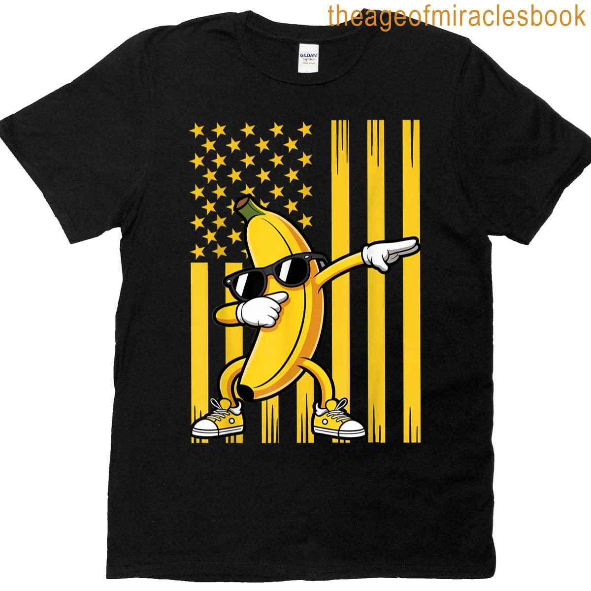 Graphic Banana American Usa Flag Dabbing Banana 4th Of July T-shirt