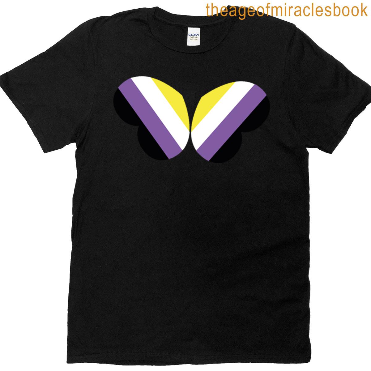 Nonbinary Flag Butterfly Pride Hearts Lgbt T-shirt
