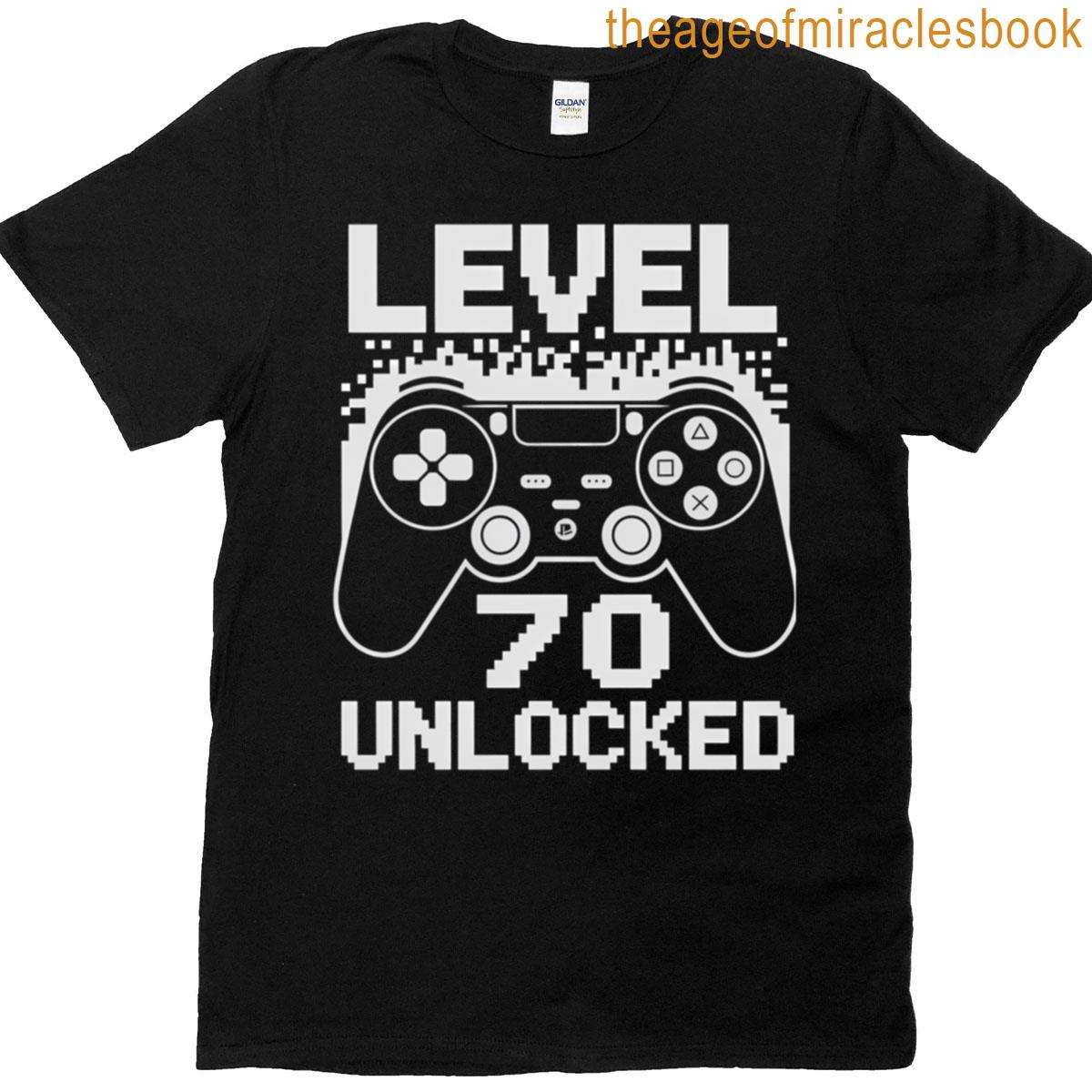 70th Birthday For Men Level 70 Unlocked Gamer 70 Year Old T-shirt