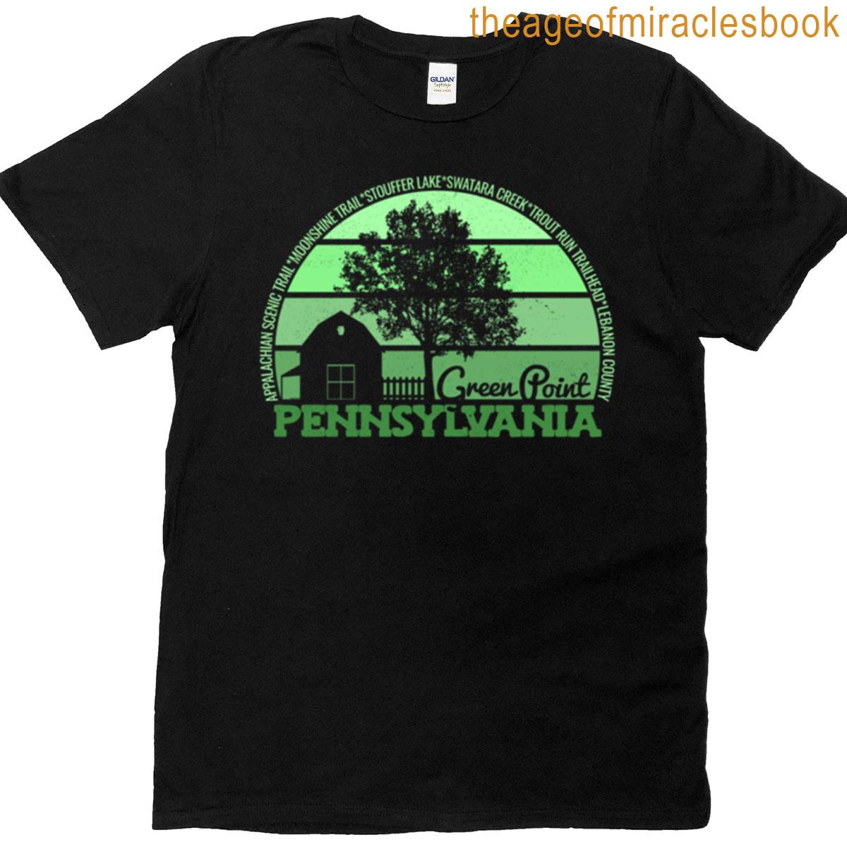 Green Point Pennsylvania Sunset Retro Vintage Local Pride Logo T-shirt