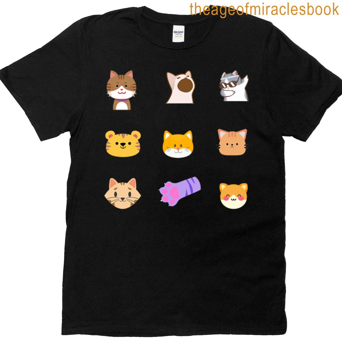 Cute Cat Faces Paws Sticker Pack Kawaii Kitty Expressions T-shirt