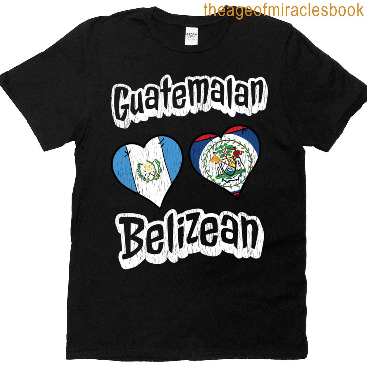Guatemalan Belizean Flag Heart Combo Distressed T-shirt