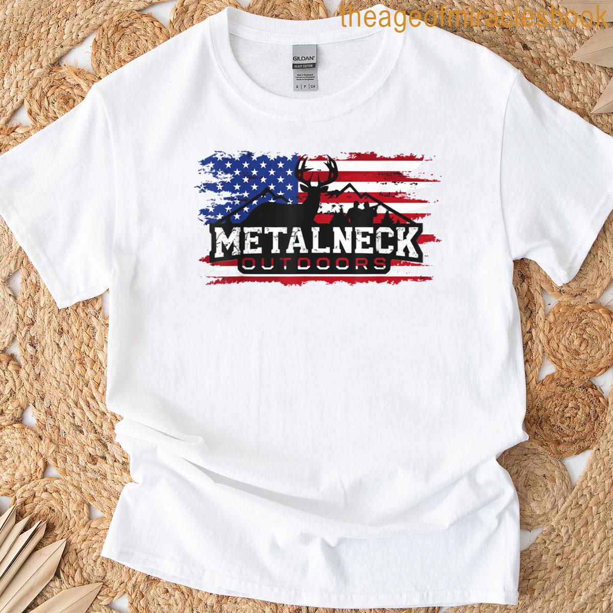 Metalneck Outdoors Mountain Logo American Flag T-shirt