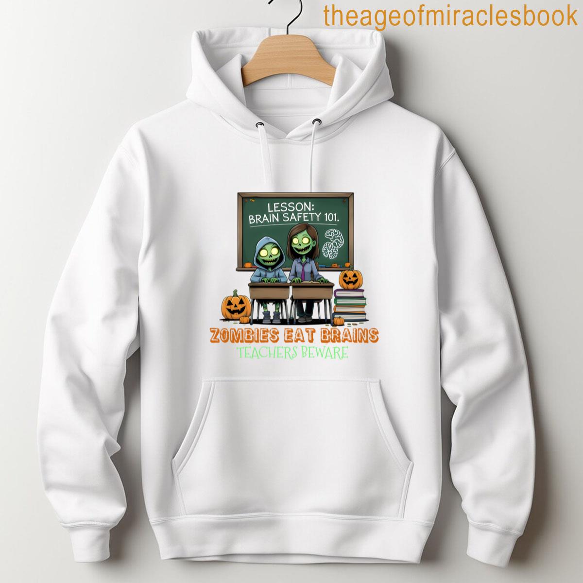 Alternative view of Zombies Eat Brains Teachers Beware Active T-shirt