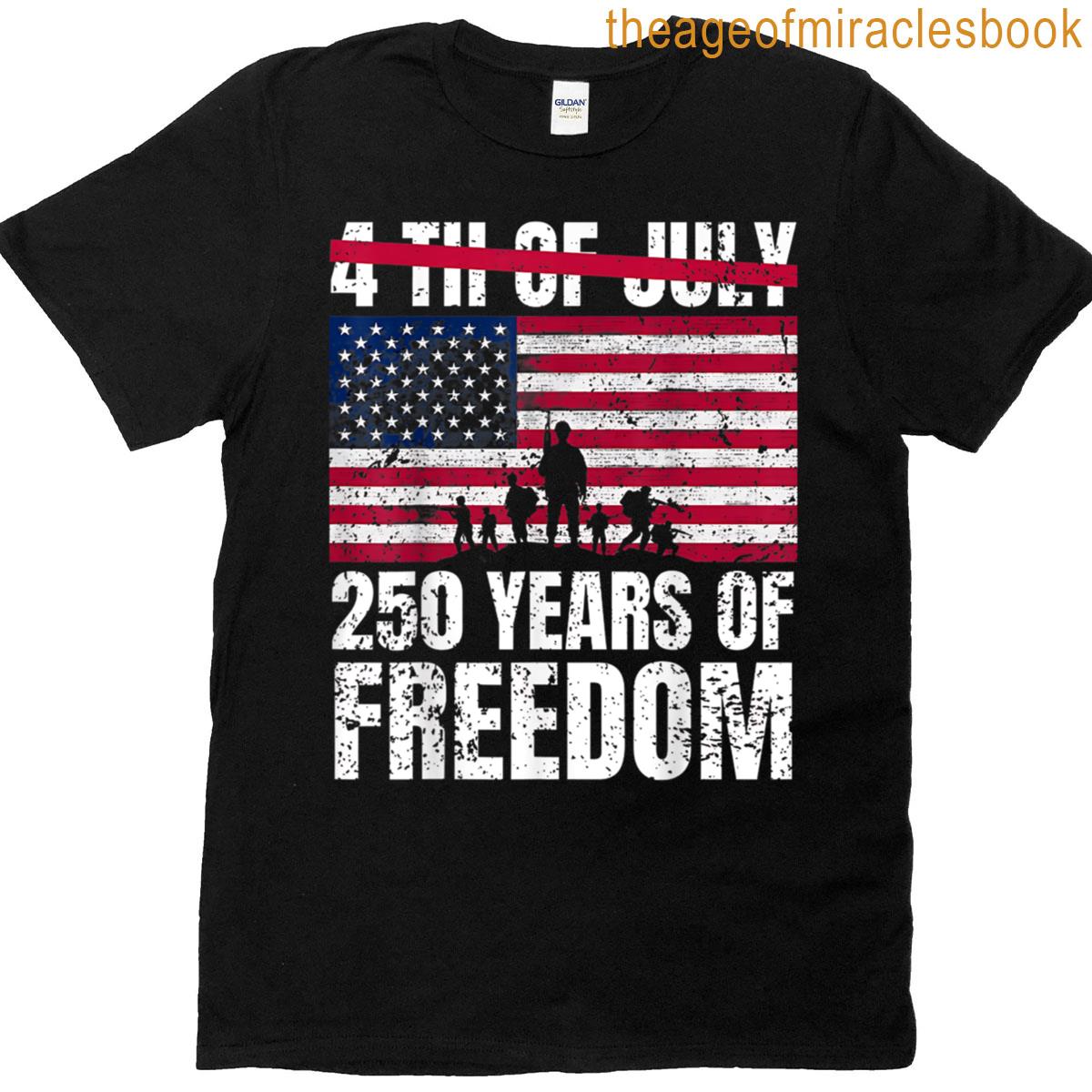 250 Years Of Defending Liberty Patriotic Usa Flag Military T-shirt