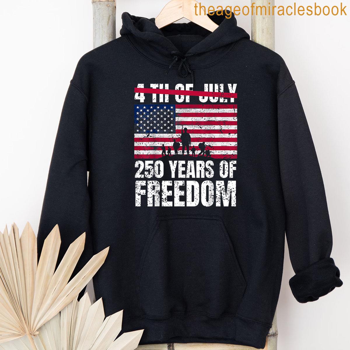 Alternative view of 250 Years Of Defending Liberty Patriotic Usa Flag Military T-shirt