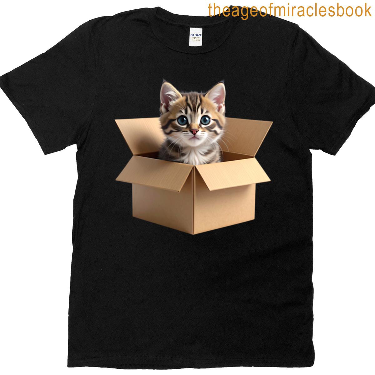 3d Kitten Inside A Cardboard Box Cute And Playful Cat Illustration For Pet Lovers Oversized T-shirt