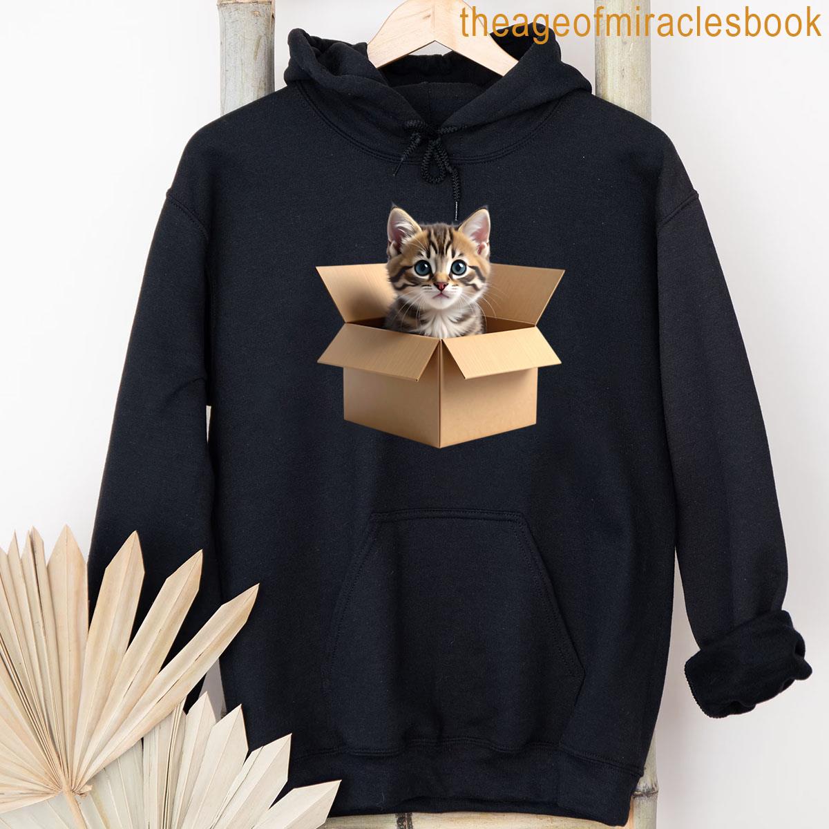 Alternative view of 3d Kitten Inside A Cardboard Box Cute And Playful Cat Illustration For Pet Lovers Oversized T-shirt