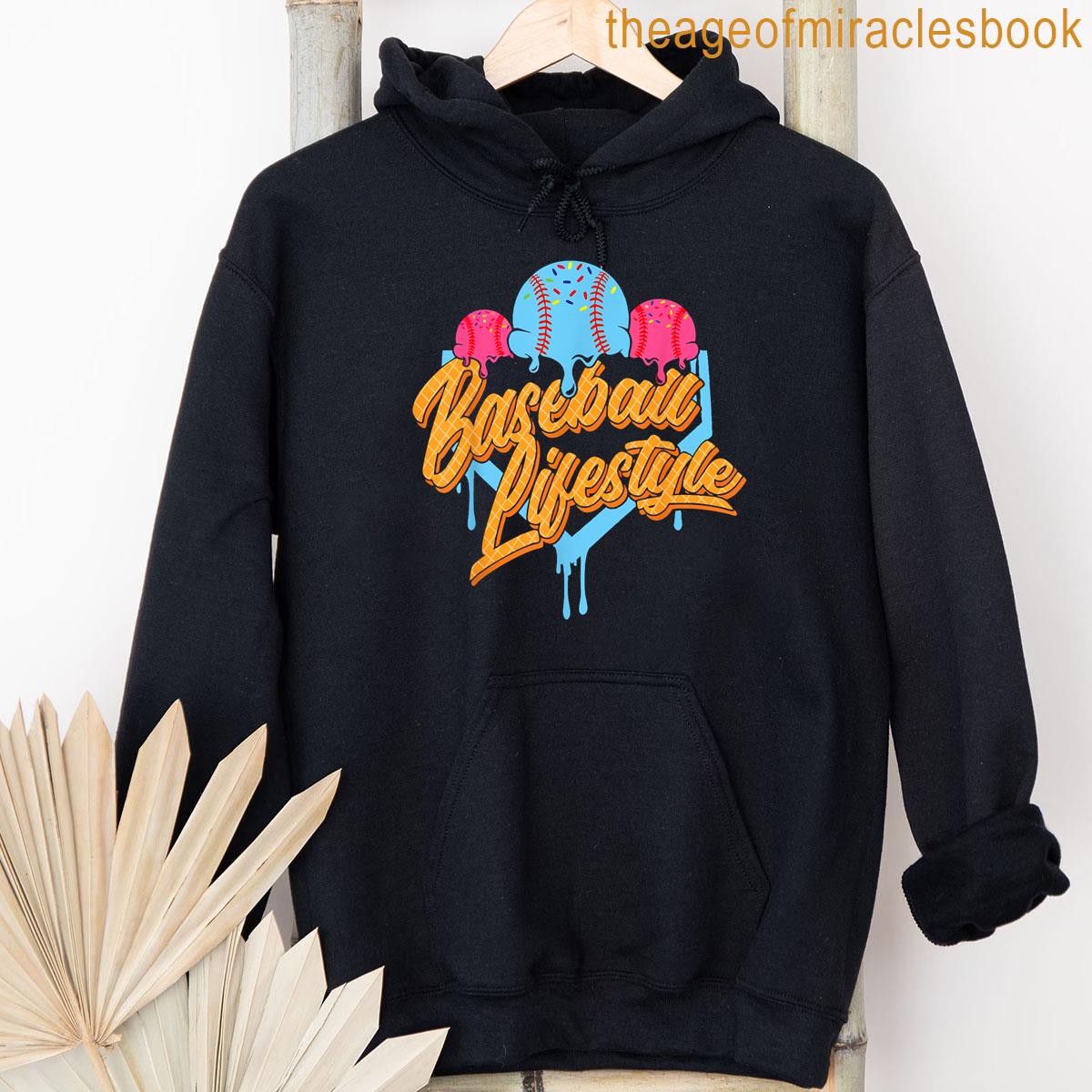 Alternative view of Baseball Lifestyle Home Plate Ice Cream Drip Men Boys Kids T-shirt
