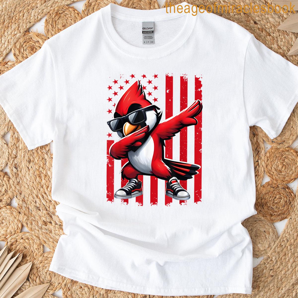 Graphic Cardinal Retro American Flag Dabbing Cardinal Lovers T-shirt
