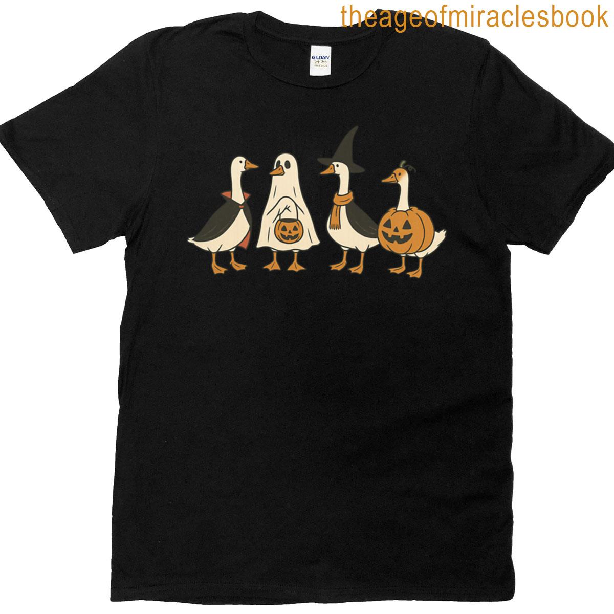 Silly Goose Halloween Ghost Pumpkin Funny Goose Cute Trend Oversized T-shirt