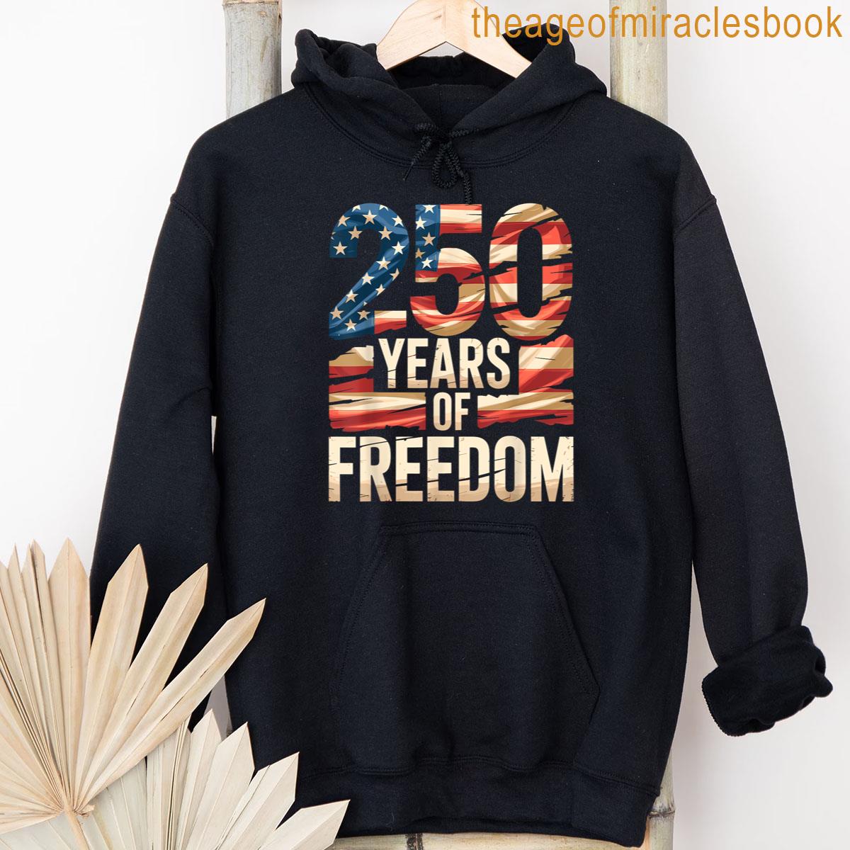 Alternative view of 250 Years Of Freedom Patriotic Usa American Flag Style T-shirt
