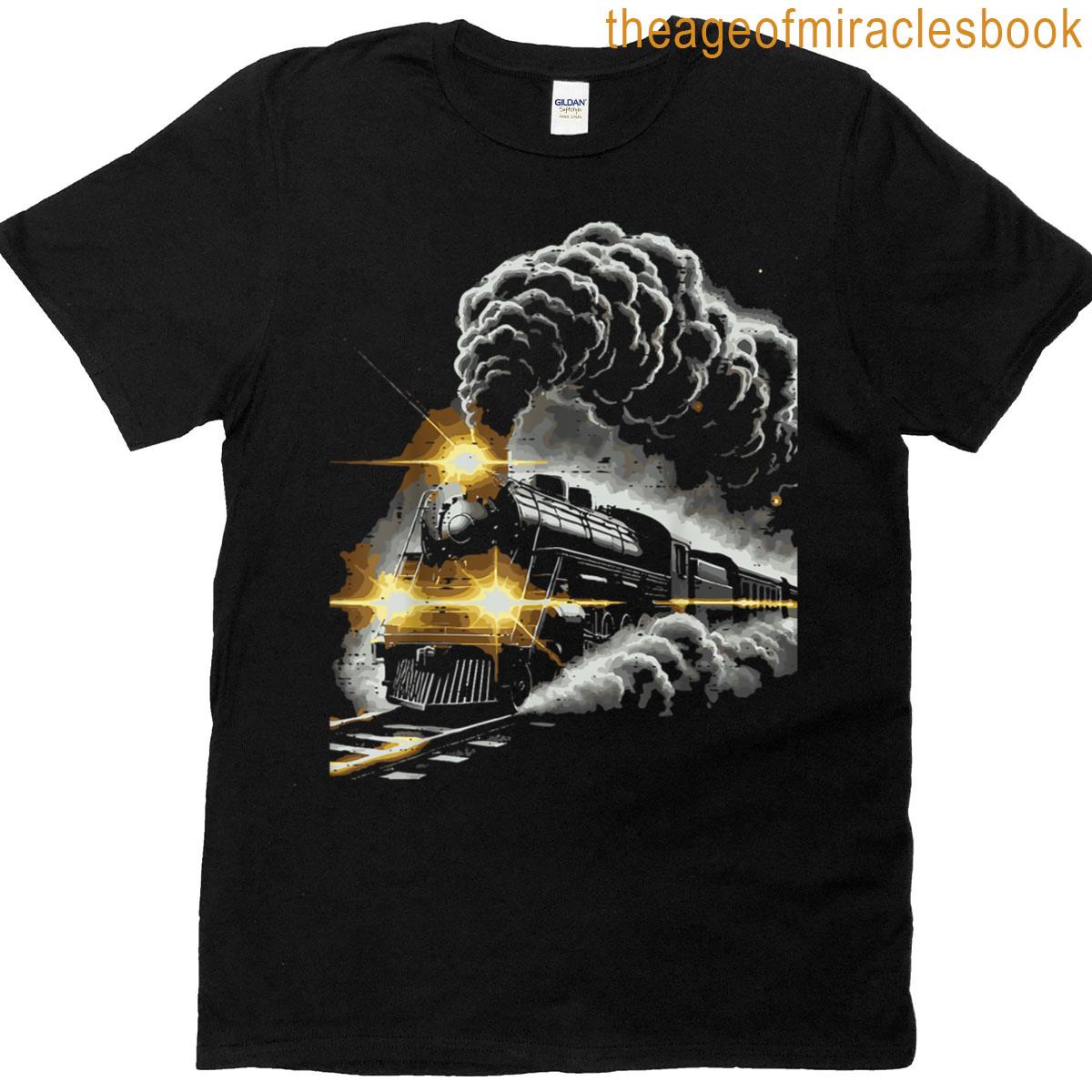 Steam Engine Train Vintage Locomotive Conductor Men Boys Kid T-shirt