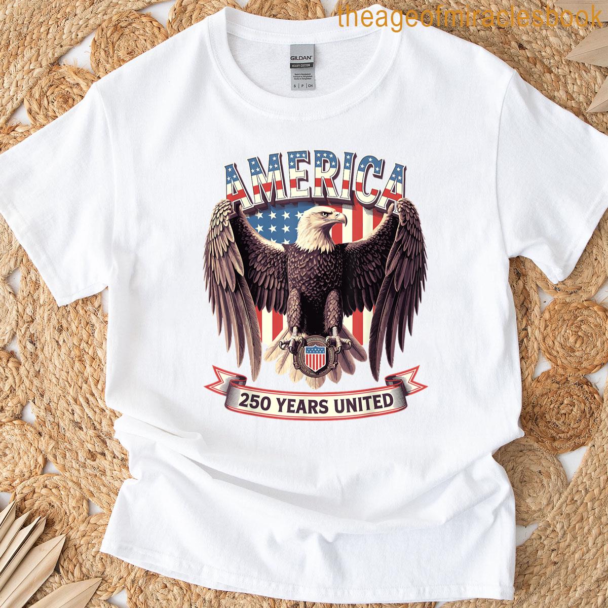 Usa 250 Years United Bald Eagle Patriotic Flag Graphic T-shirt