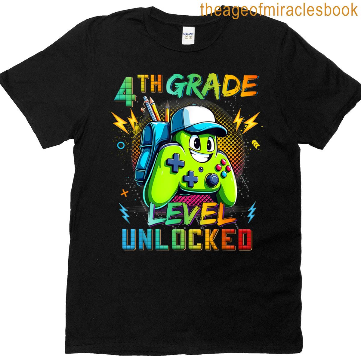4th Grade Level Unlocked Gamer First Day Of School Boys T-shirt