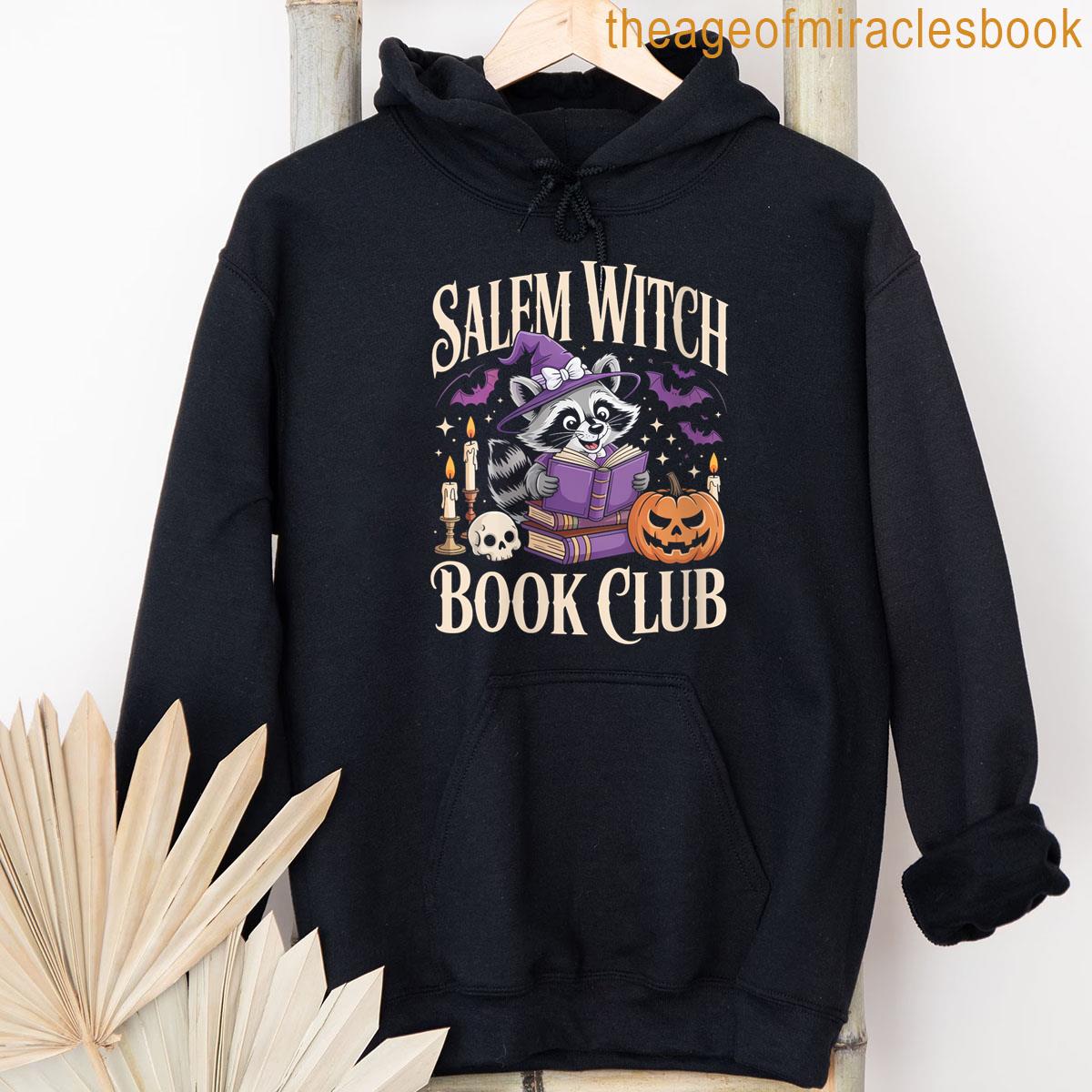 Alternative view of Womens Salem Witch Book Club Halloween Raccoon Witch Reading Book T-shirt