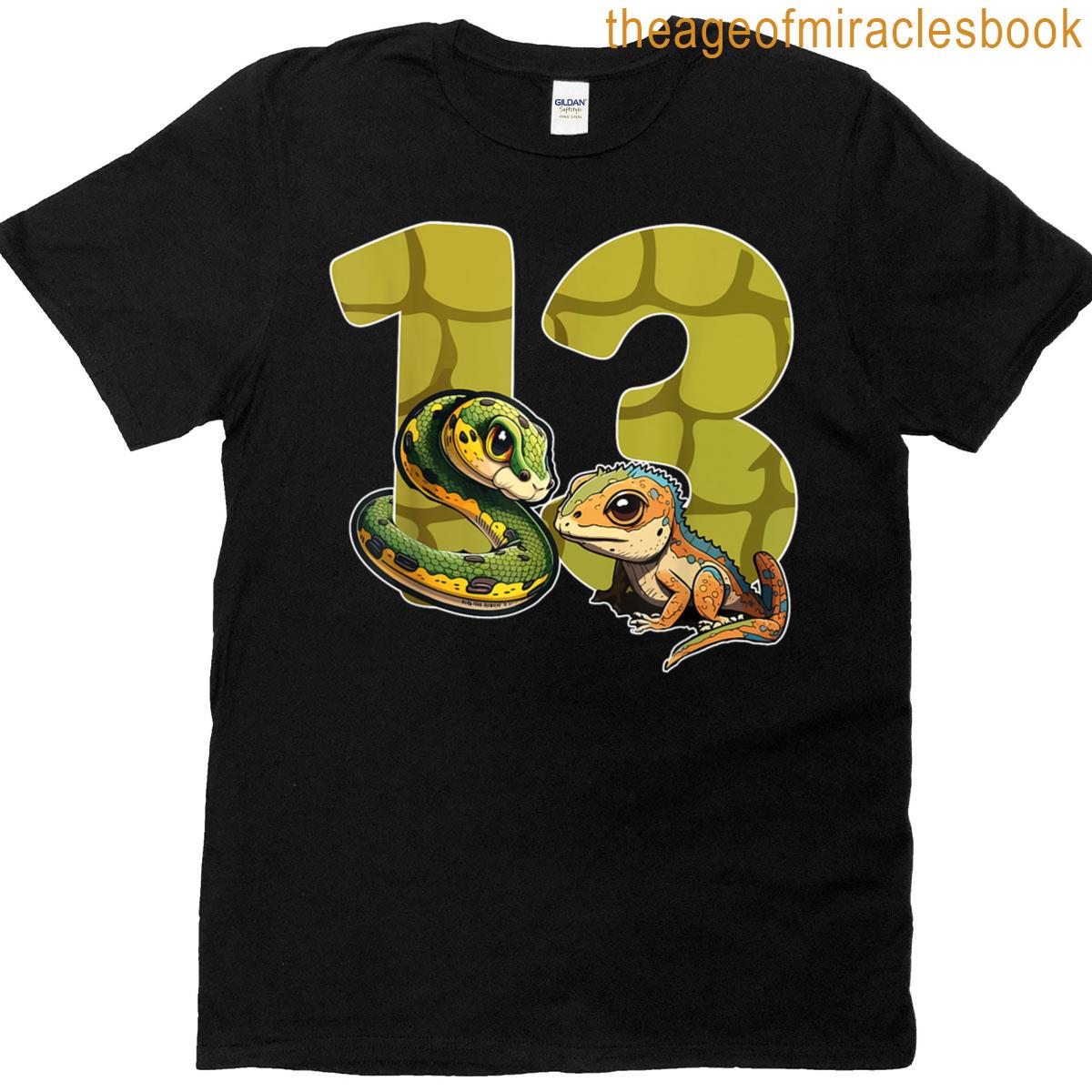 13th Reptile Birthday Party Thirteen Year Old Snake Birthday T-shirt