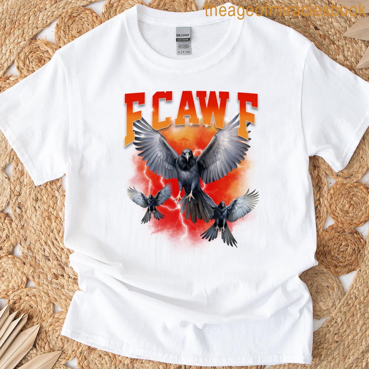 Funny Crow Shirt – F-caw-f Graphic V-Neck T-Shirt, Casual Black Bird Humor Tee