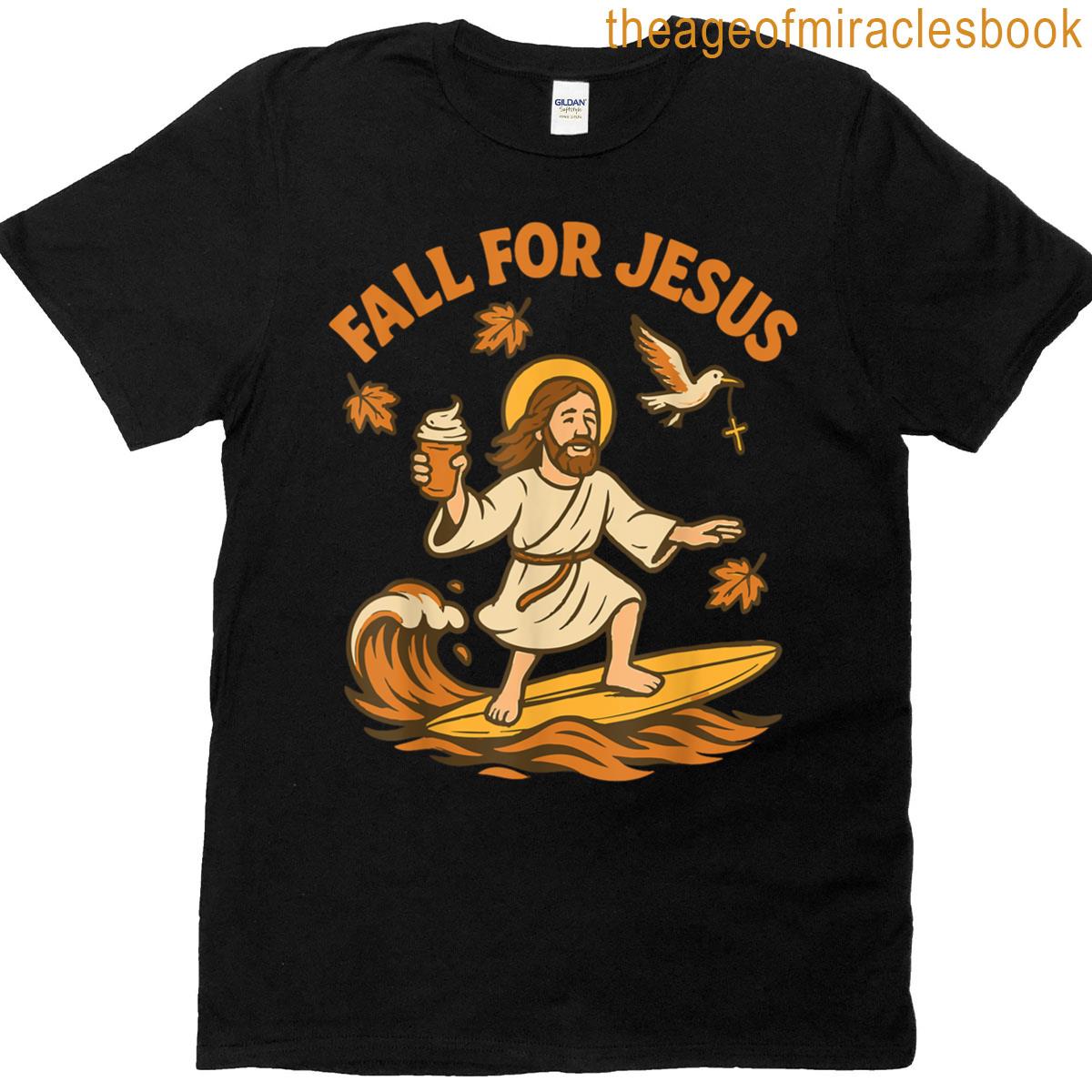 Fall For Jesus Christ Funny Autumn Christian Beach Apparel T-shirt