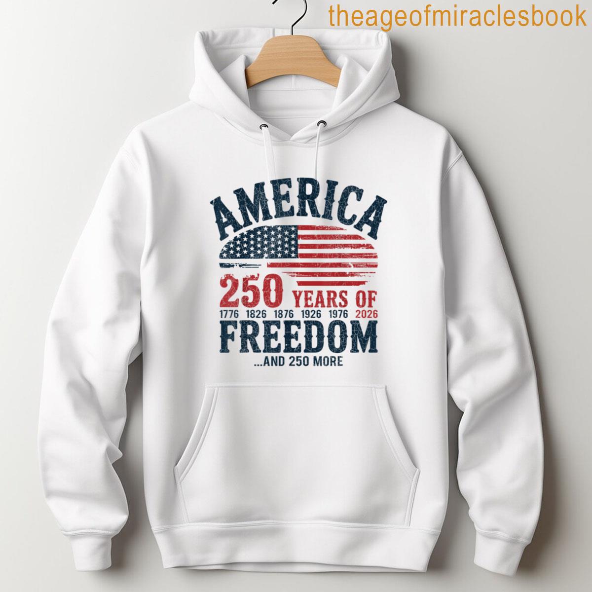 Alternative view of 250 Years Of Freedom Usa Flag Distressed Patriotic History T-shirt