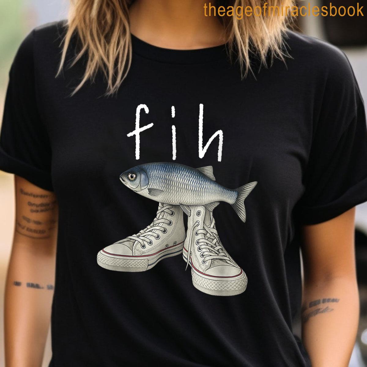 Fih" Funny Misspelled Fish Meme, Simple Humor T-Shirt