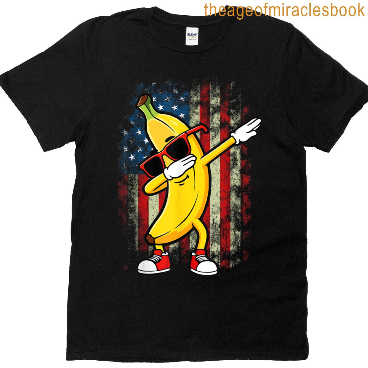 Graphic Banana Dab Retro American Flag Dabbing Banana Lover T-shirt