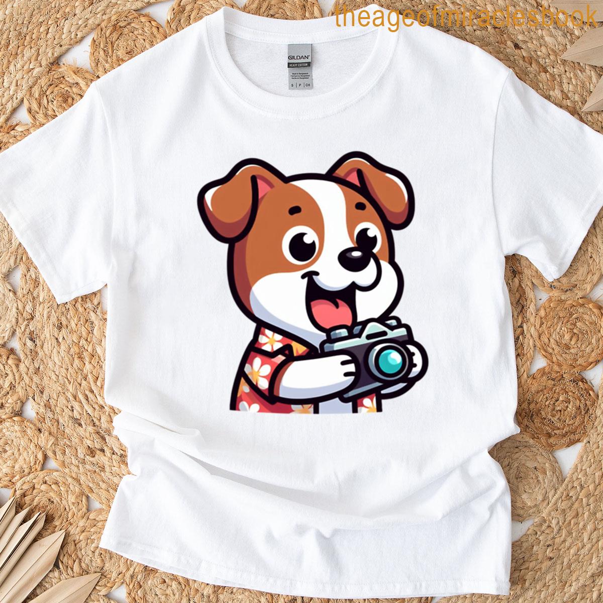 Cartoon Dog Tourist With Hawaiian Exploring Pup Oversized T-shirt