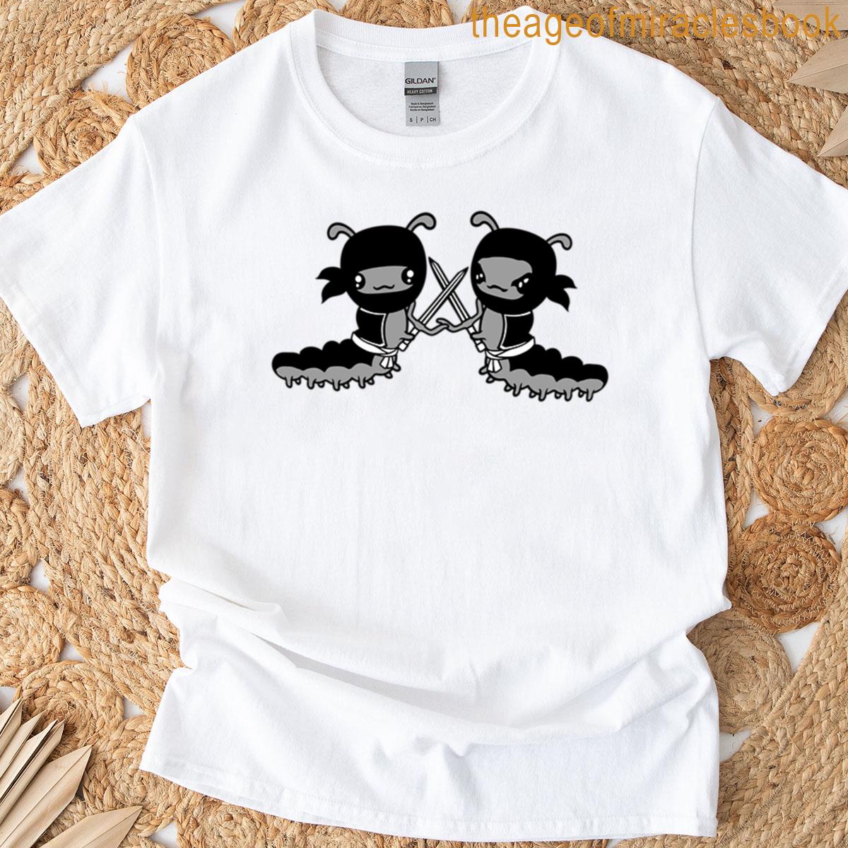 2 Caterpillar Ninja Costume Cool Black Japanese Sword Fighter T-shirt