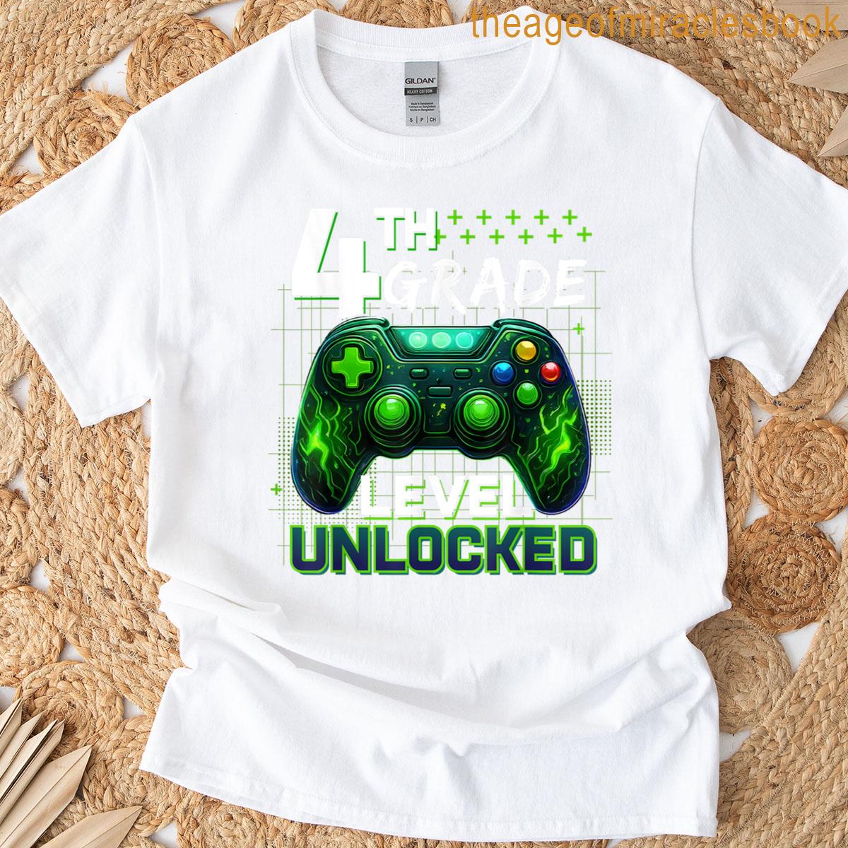 4th Grade Level Unlocked Gamer Boys Kids First Day Of School T-shirt