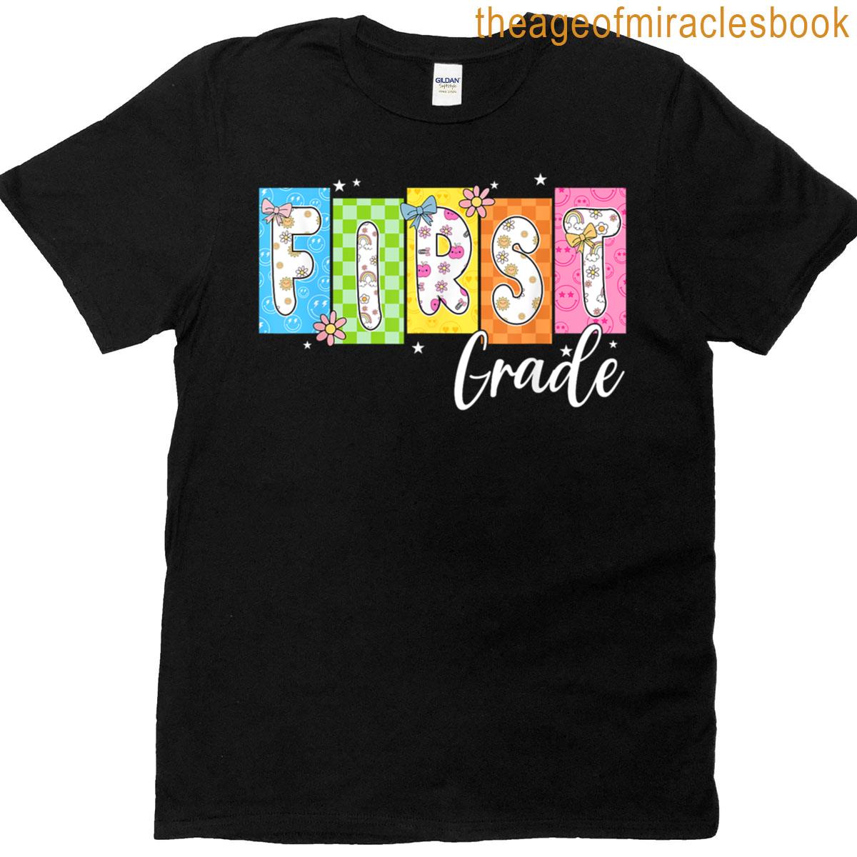 1st First Grade Back To School Checkered Teacher Student T-shirt