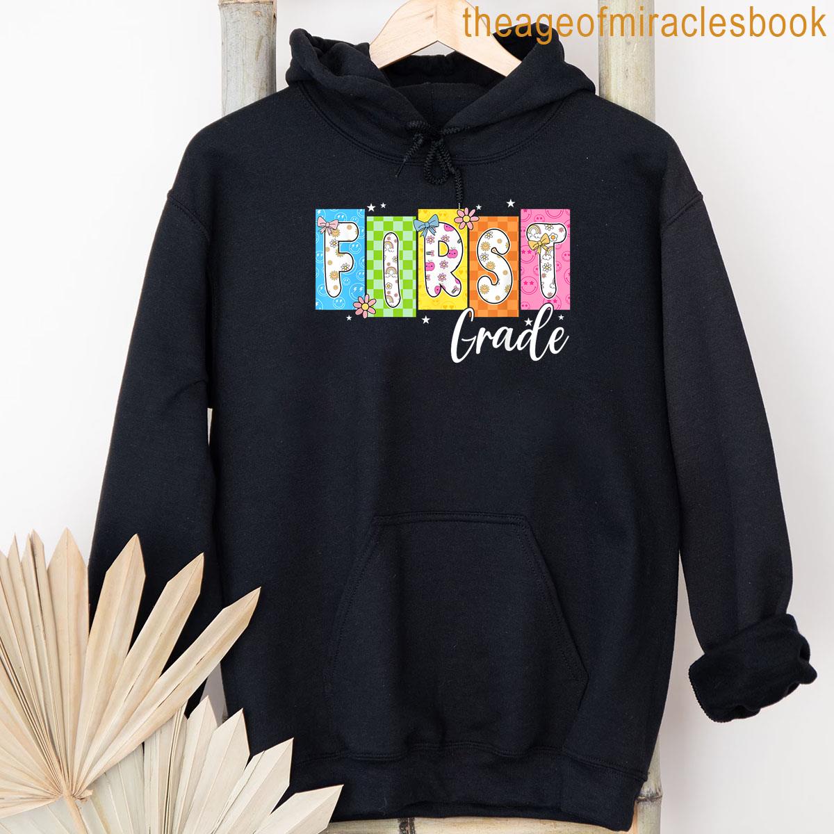 Alternative view of 1st First Grade Back To School Checkered Teacher Student T-shirt