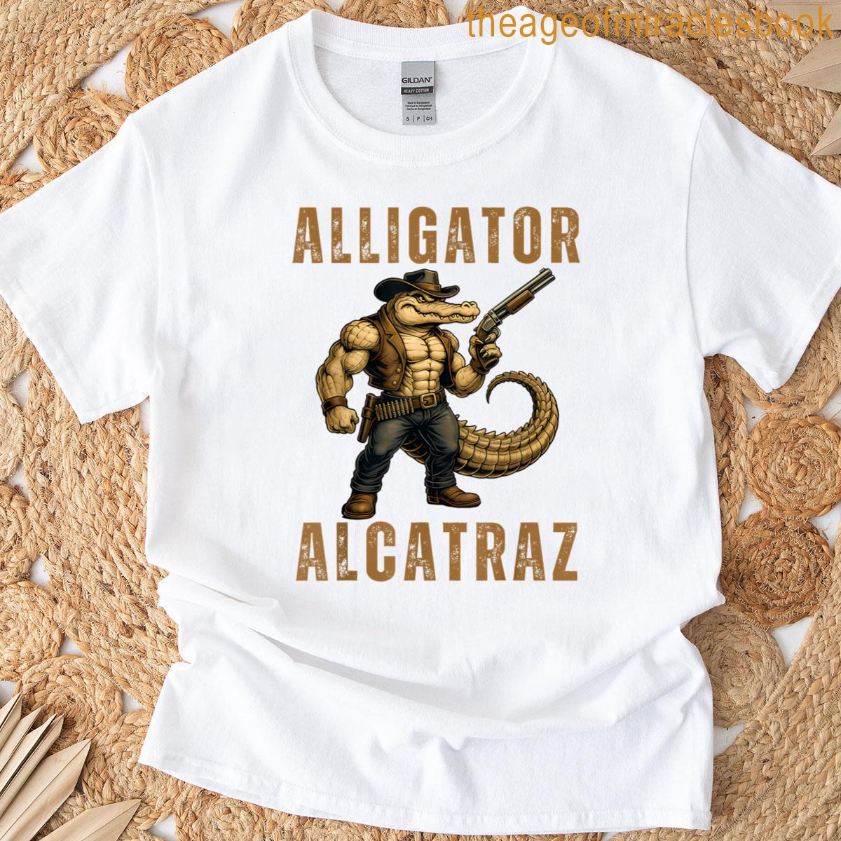 Alligator Alcatraz Cowboy Alligator Western Muscular Gator T-shirt