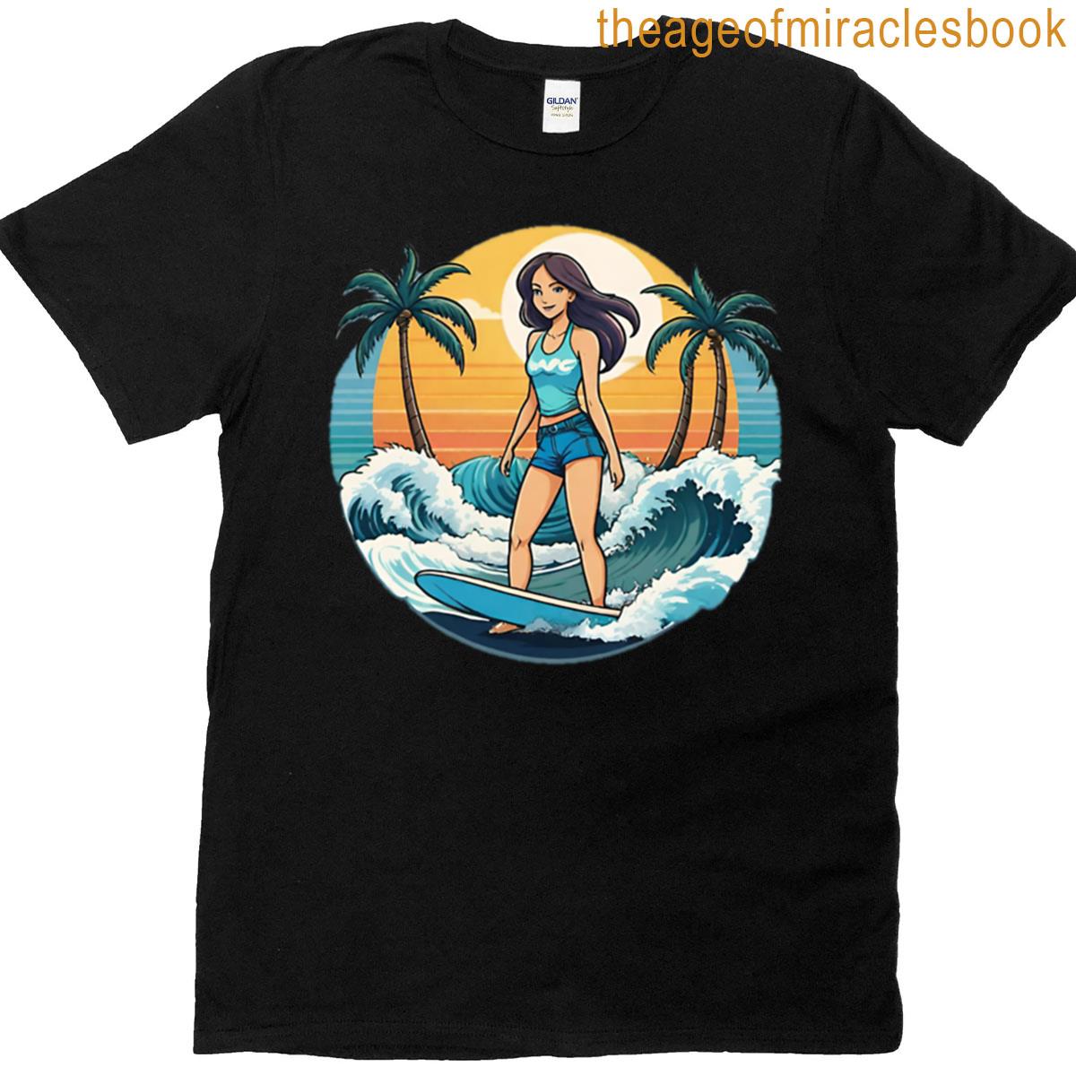 Anime Brunette Surfer Girl T-shirt