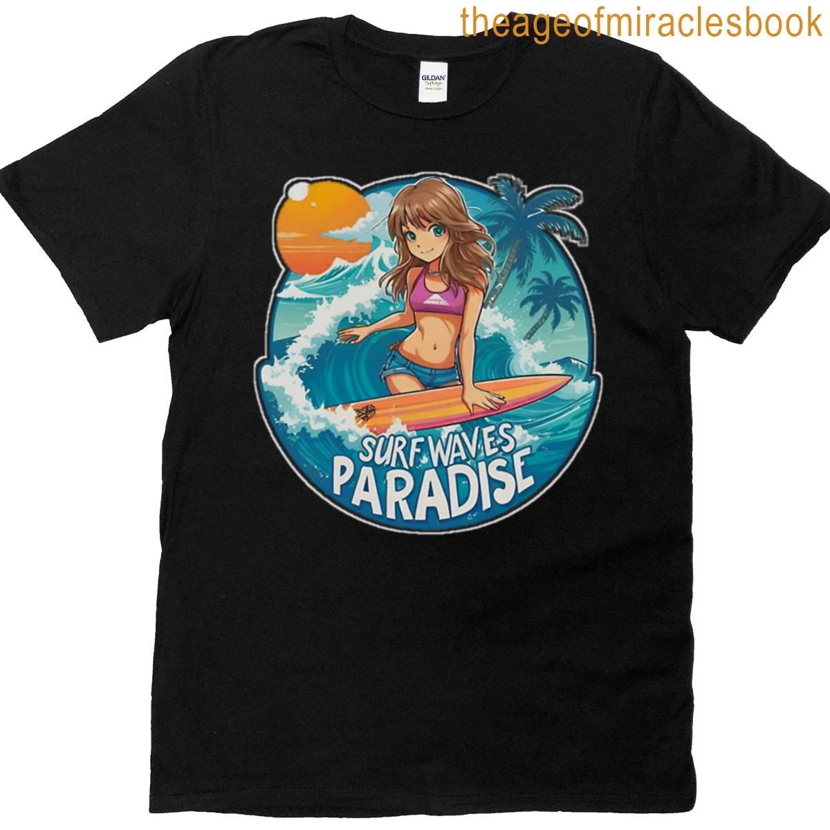 Anime Surfer Girl 2 Surf Waves Paradise T-shirt