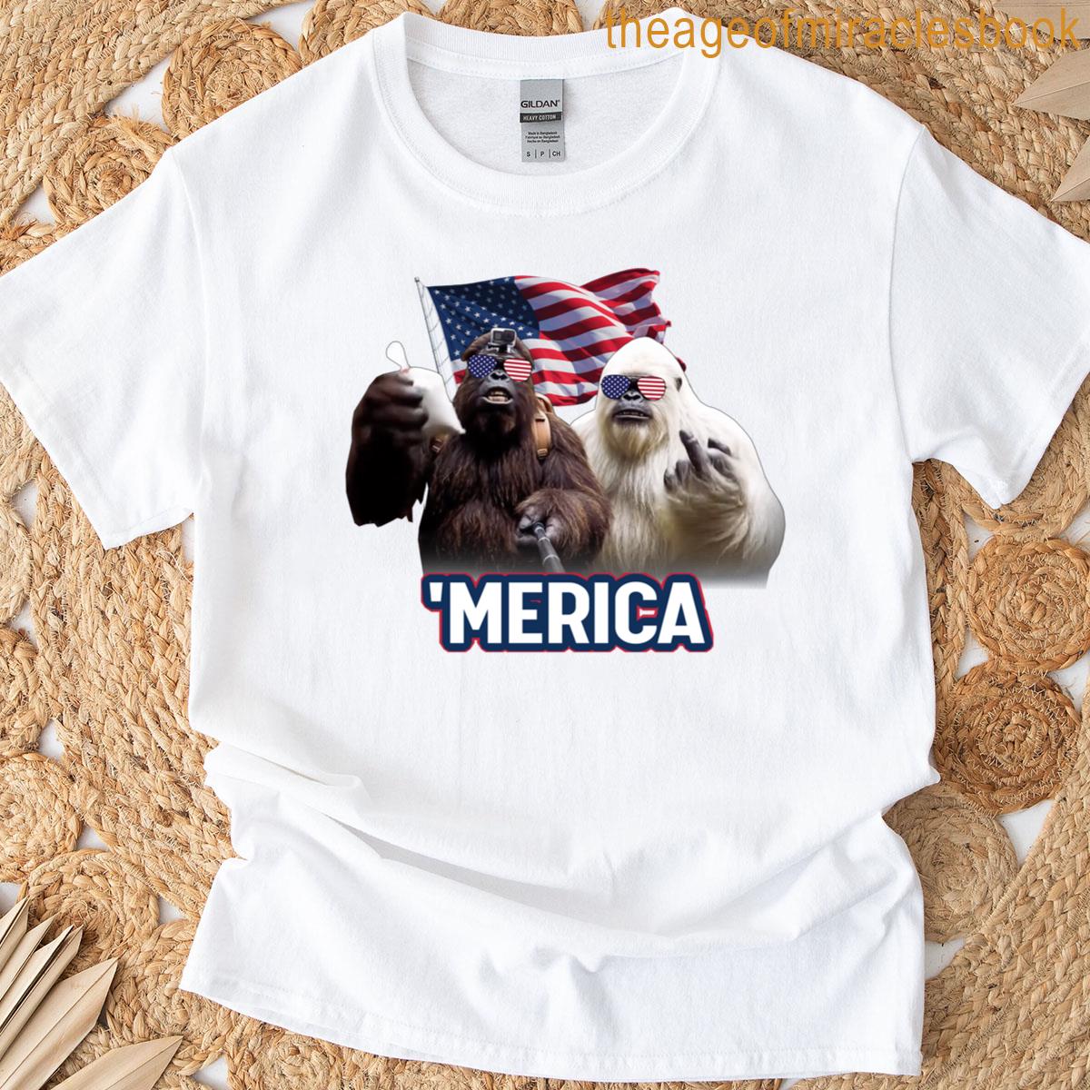 Big-foot Sasquatch Yeti Booger Sugar Nose Beers Usa July 4 T-shirt