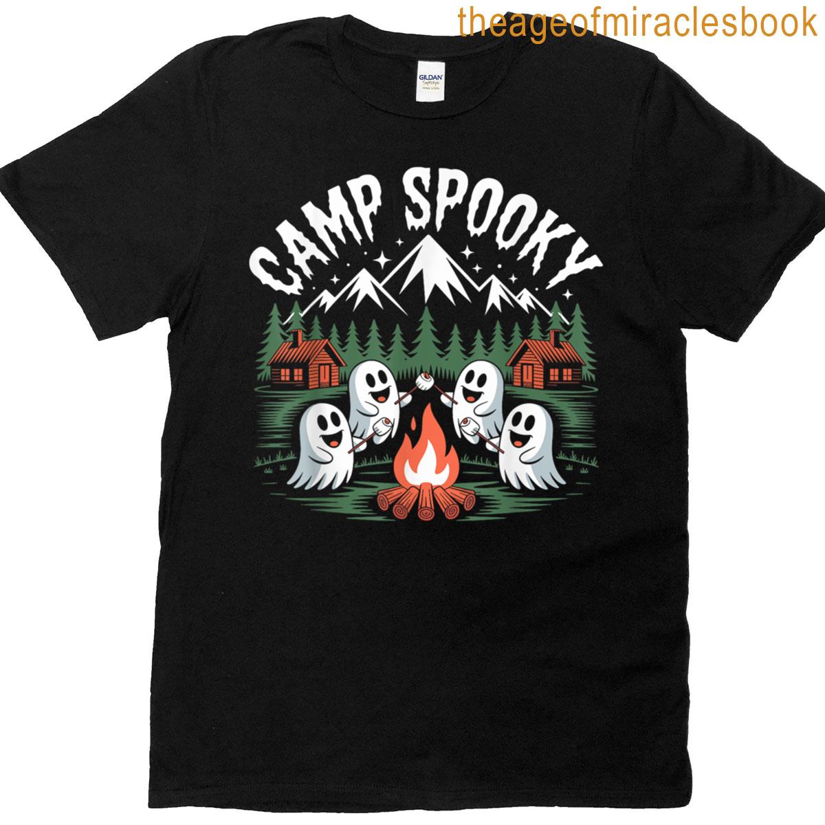 Camp Spooky Halloween Camping Hiking Men Women Kids T-shirt