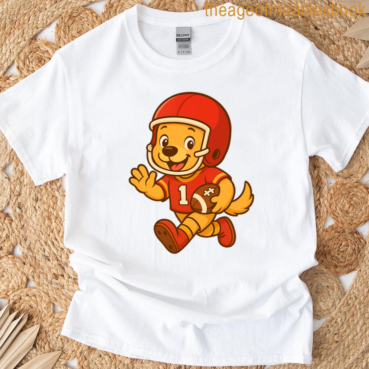 Cartoon Dog Playing Football T-shirt
