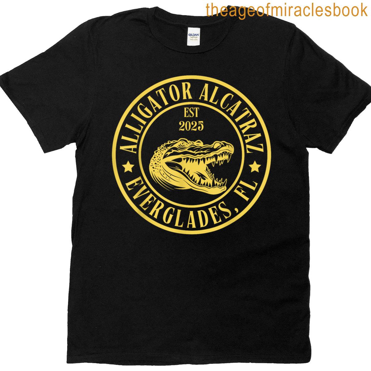 Funny Alligator Alcatraz Florida Everglades Parody Design T-shirt