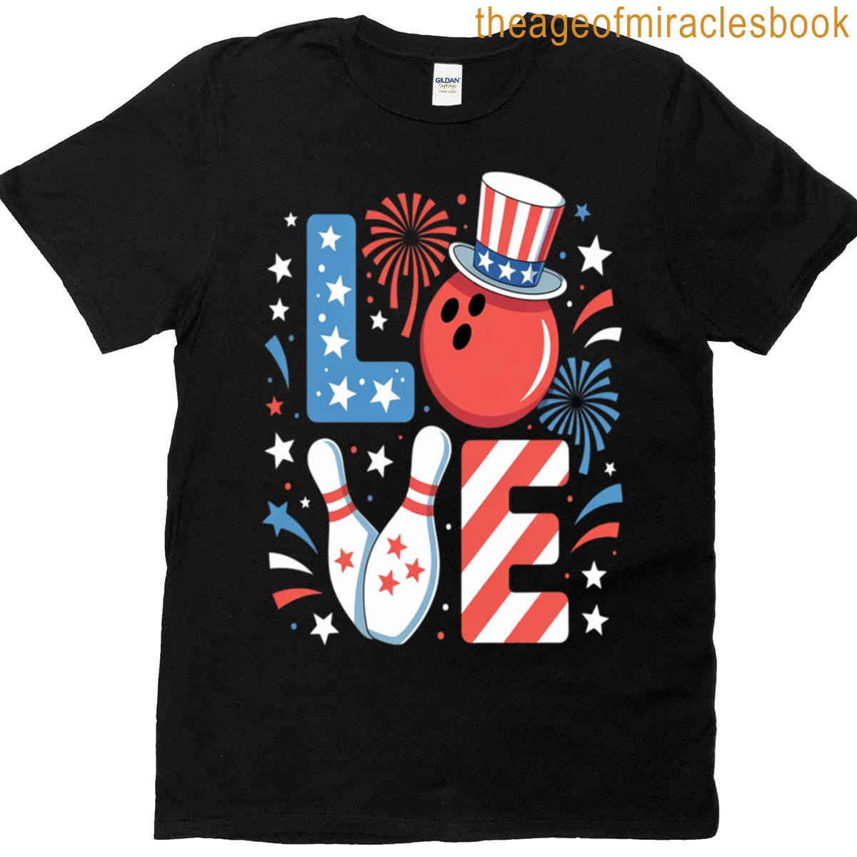 Usa American Flag Men Boys Patriotic Bowling 4th Of July T-shirt