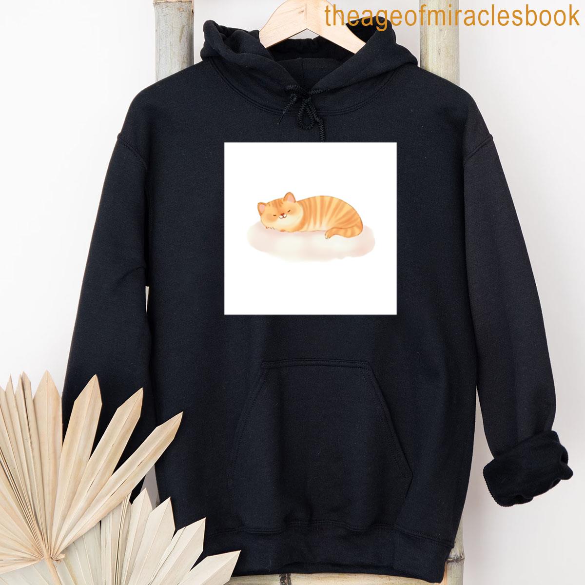 Alternative view of A Cute Lazy Cat Sleeping On A Fluffy Cloud Kawaii Sticker Style Pastel Colors White Outline Transpar T-shirt